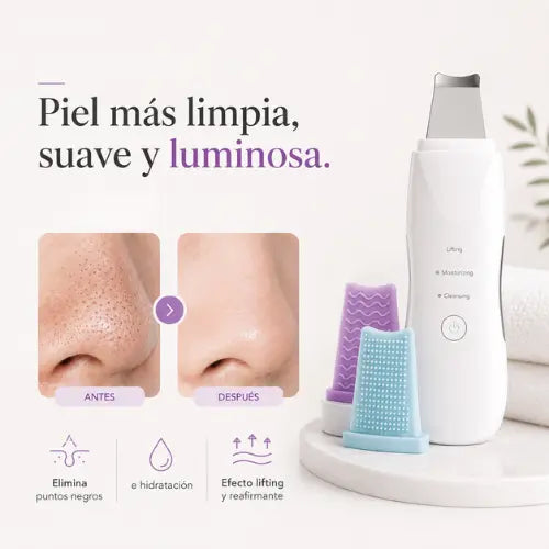 Espátula Facial Ultrasónica · limpia, exfolia, hidrata y rejuvenece tu piel 🌟