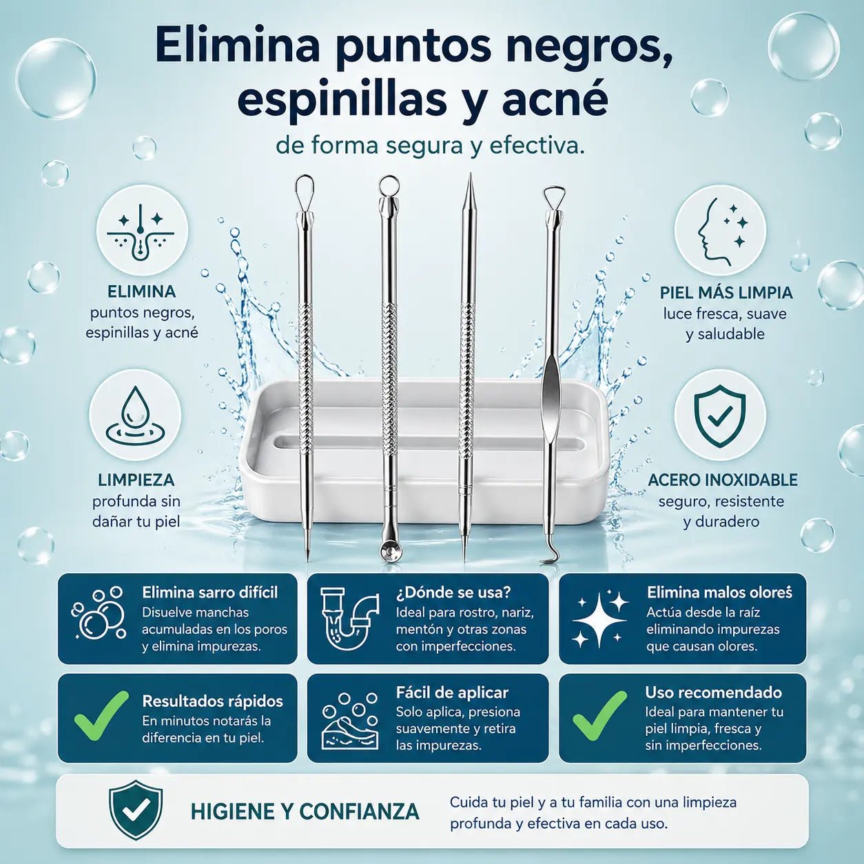 Kit para acné 4 en 1 - Todo lo que necesitas en un solo sistema