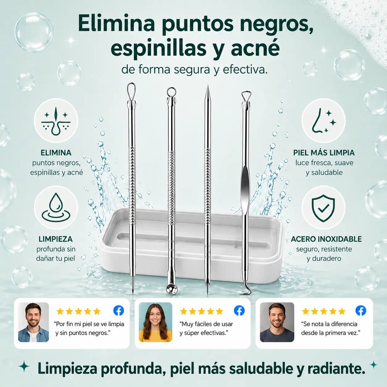 Kit para acné 4 en 1 - Todo lo que necesitas en un solo sistema