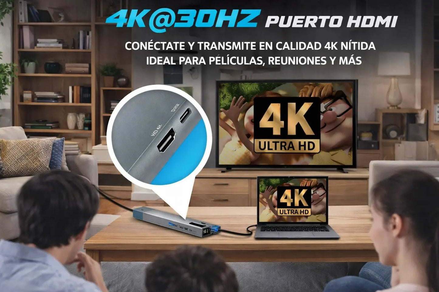 Hub Usb 8 en 1 Adaptador Multitoma HDMI 4K