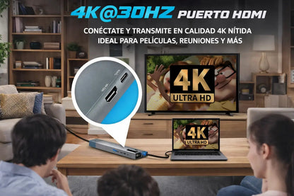 Hub Usb 8 en 1 Adaptador Multitoma HDMI 4K