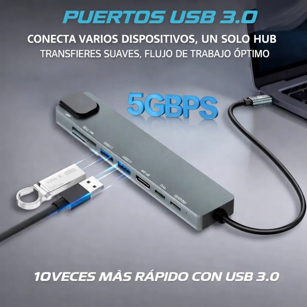 Hub Usb 8 en 1 Adaptador Multitoma HDMI 4K