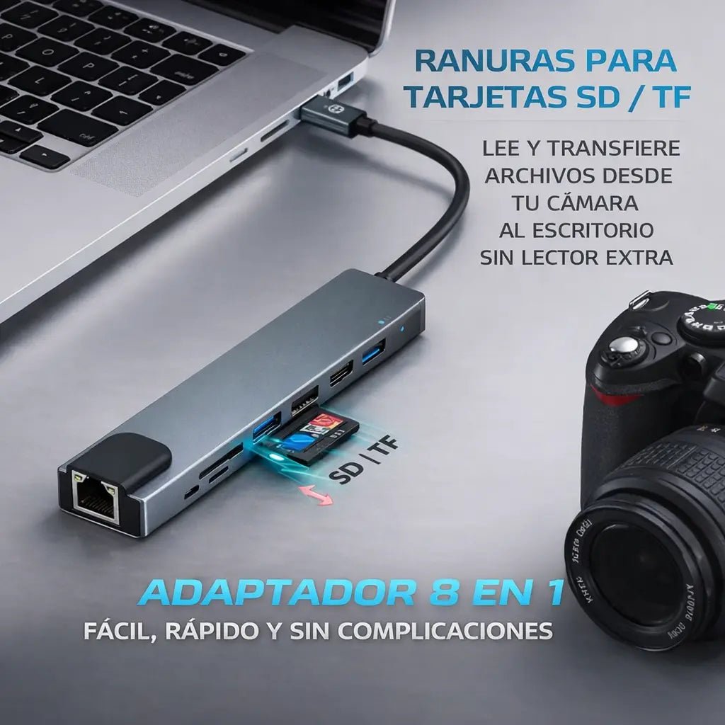 Hub Usb 8 en 1 Adaptador Multitoma HDMI 4K